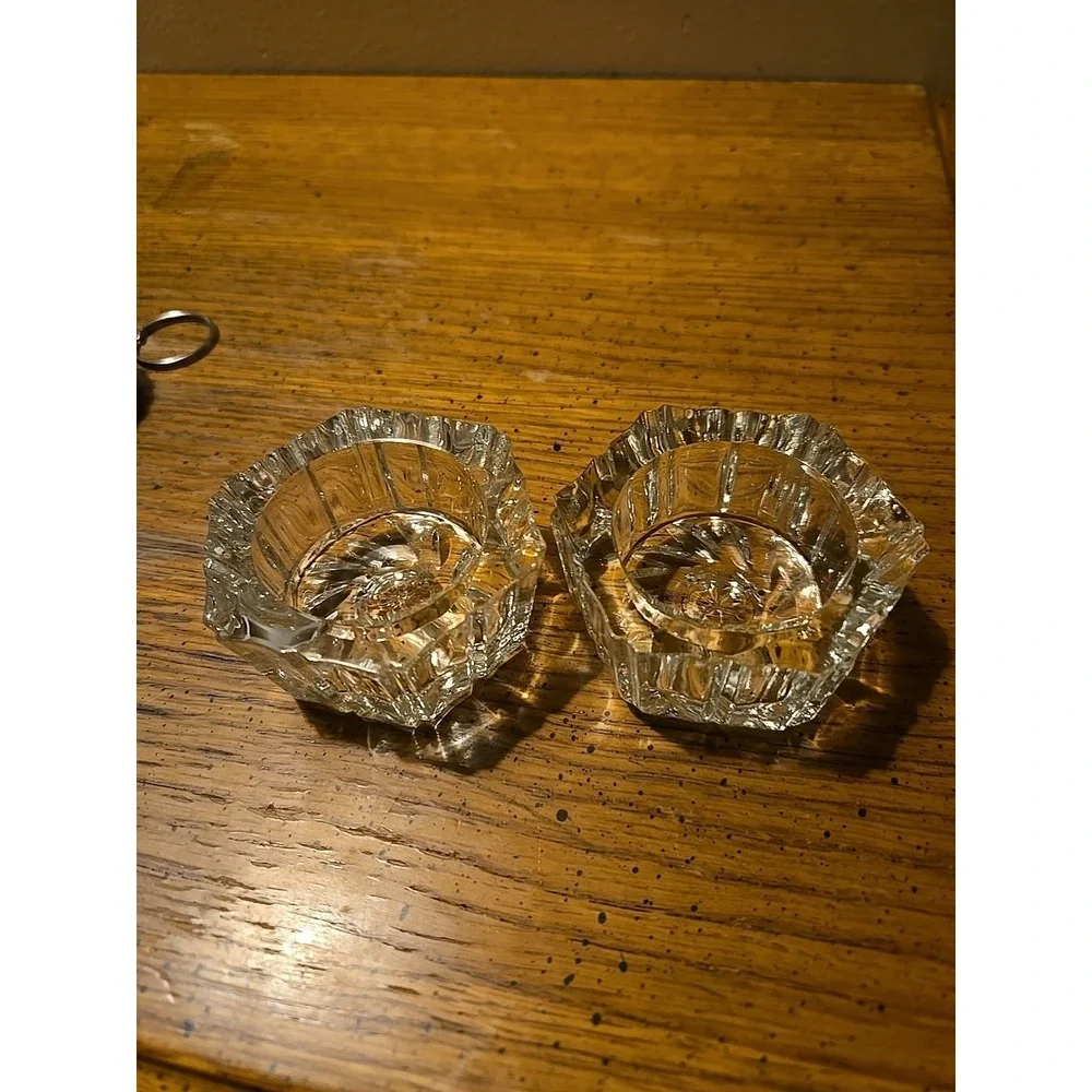 vintage glass salt cellars-Set of‎ 2